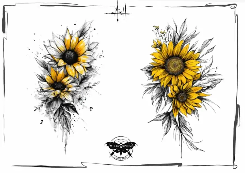 Flash duo de tournesols noir et jaune par Mich