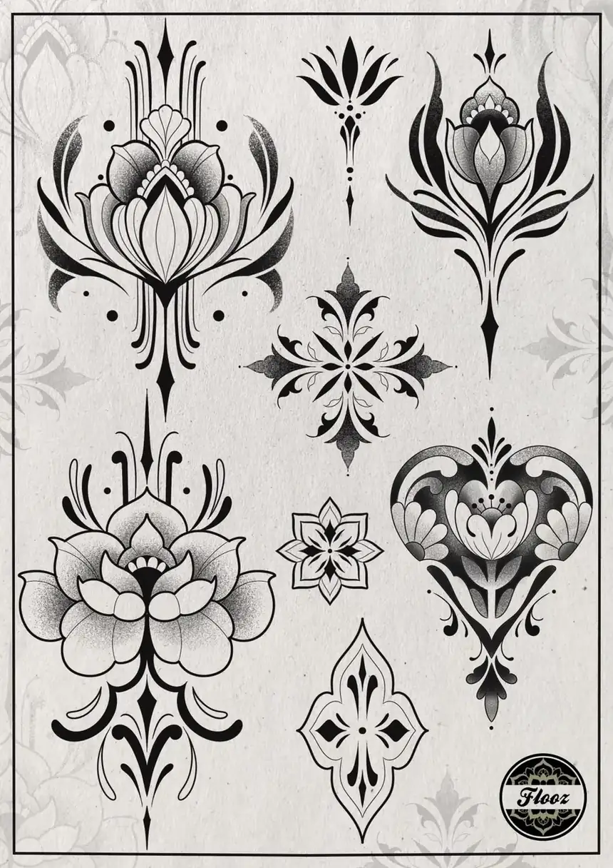 Flash Planche de lotus et motifs ornementaux par Flo