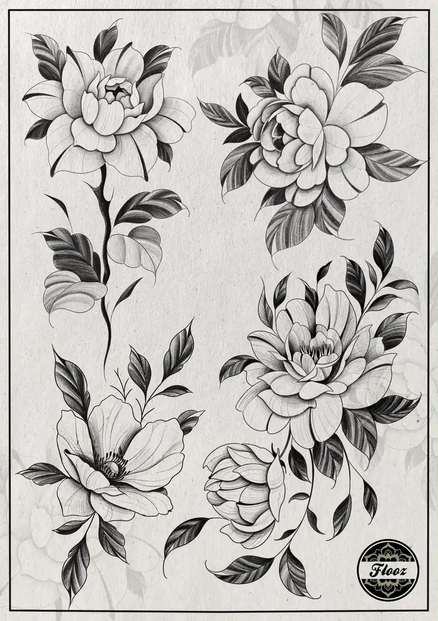 Flash Planche de pivoines et fleurs par Flo