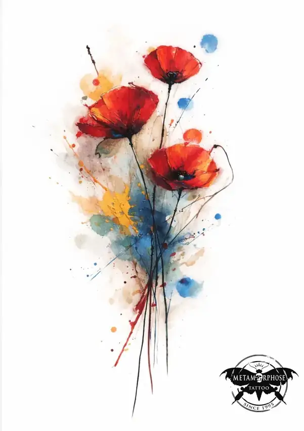 Flash trois coquelicots aquarelle par Mich